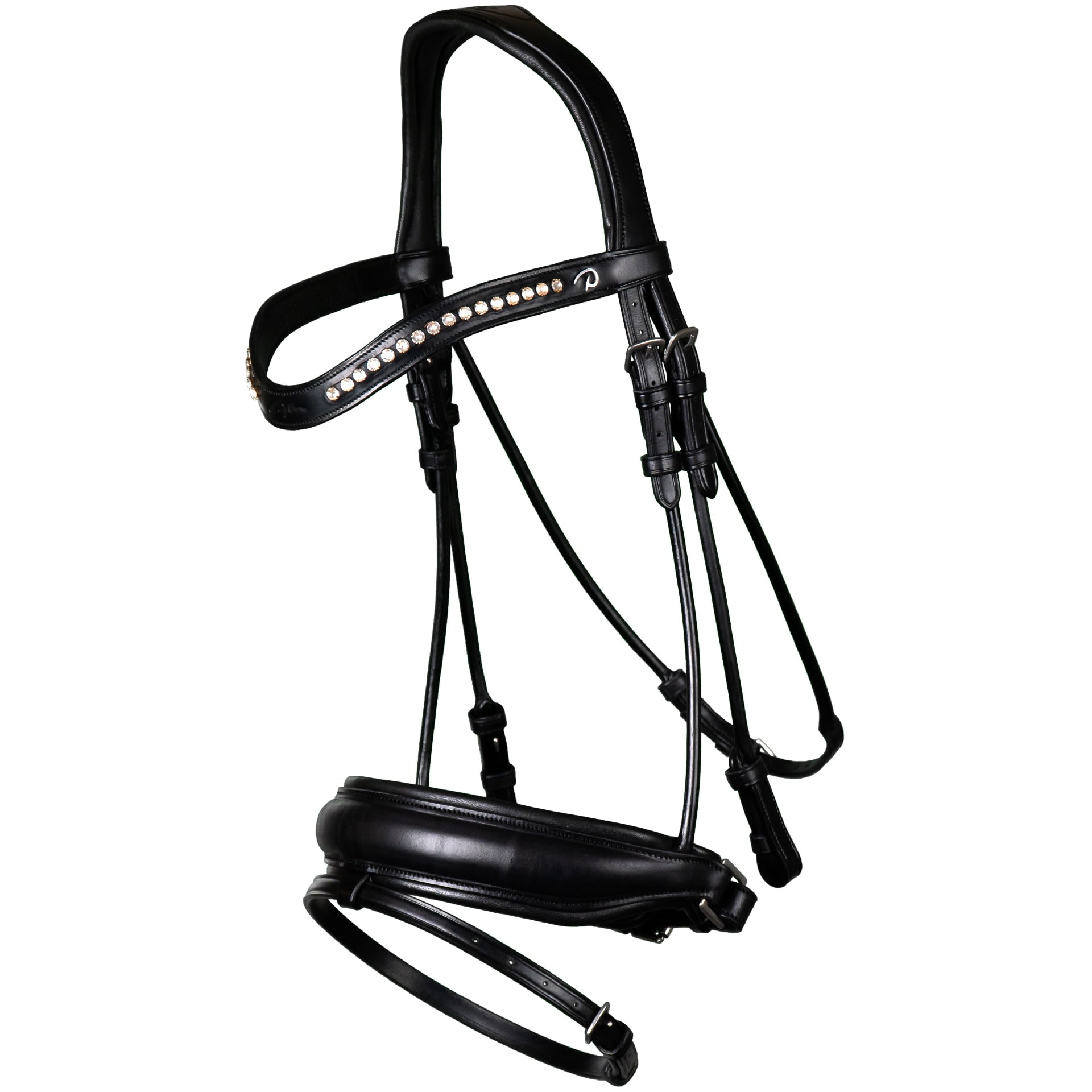 Dy'on Dressage Collection Matte Large Crank Noseband Bridle with Flash ...